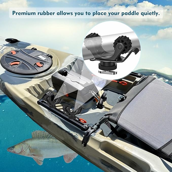 1005 2 PCS Kayak Paddle Holder with Rubber Ring Rollers Fits Various Shaft Diameters for Holding Paddle, Rod, Net and More – Improved Compatibility for Fishing Kayaks
