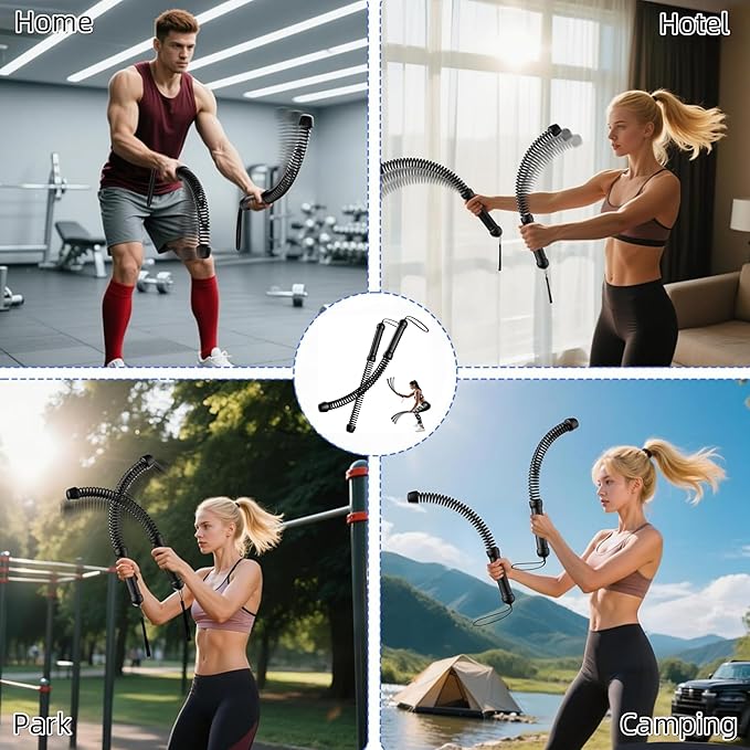 Ropeless Battle Ropes (2-Pack) Portable Workout Ropes for HIIT Workouts,Cardio & Muscle Training,Low-Impact Cardio Training,Home Gym Equipment for Men & Women