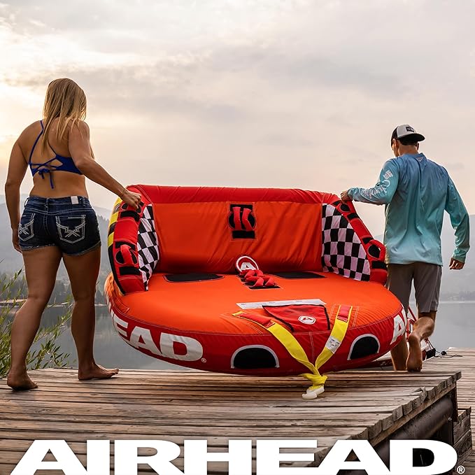 Airhead Mable Inflatable Towable Tube, 1-4 Rider Models, Dual Tow Points, Full Nylon Cover, EVA Foam Pads, Patented Speed Valve, Boat Tubes and Towables