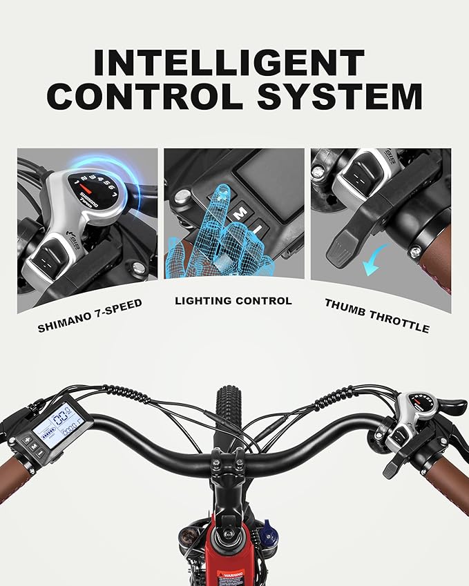 Cores Electric Bike for Adults, 26" Electric Commuter Bike with 1200W Peak Motor, 28MPH 70 Miles Max, 48V 576Wh Removable Battery, 7-Speed City Cruiser Mountain E Bike for Commuting