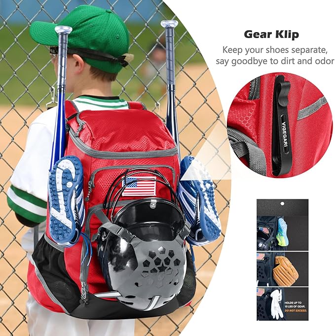 | Baseball Bag Softball Bat Bag, Double-layer Baseball Backpack Adult with Gear Klip To Hold Baseball Glove, Baseball Essential Gear, Youth Baseball Bag for Boys, Girls, Baseball Accessories