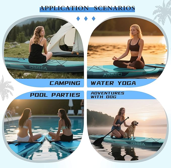 11 ft Extra Wide Inflatable Paddle Board with Accessories, Stand Up Paddleboard for 2 Person, All Around SUP Board for Adults, Fishing, Yoga