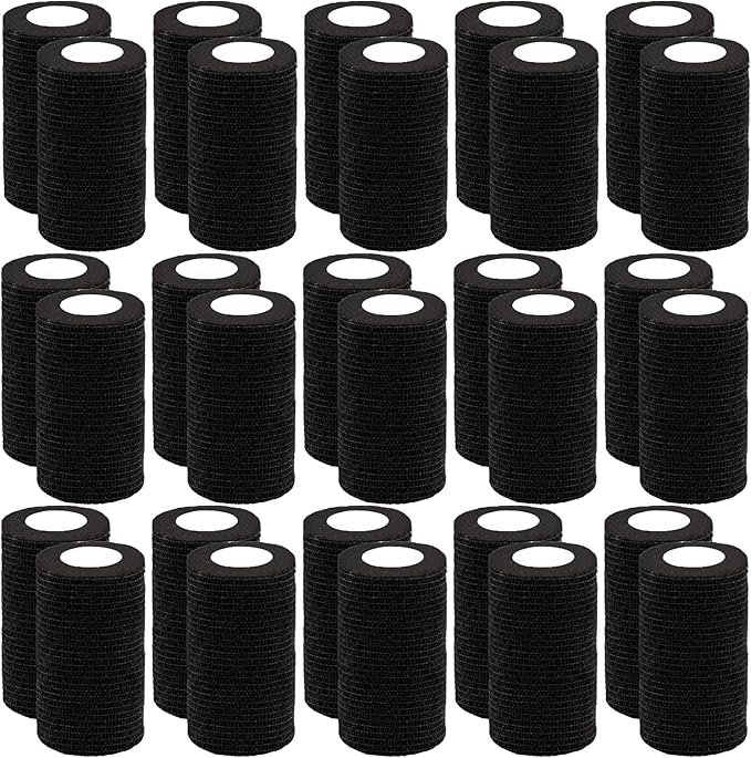 BQTQ 30 Rolls Self Adhesive Bandage Wrap 4 inch Self Adherent Wrap Sticky Bandage Wrap Breathable Athletic Tape Stretch Bandage Roll Self Adhesive Wrap for Wrist Ankle Swelling Sprains(Black)
