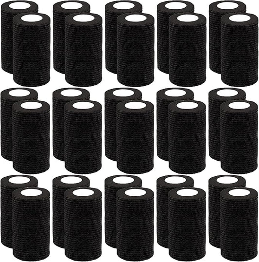 BQTQ 30 Rolls Self Adhesive Bandage Wrap 4 inch Self Adherent Wrap Sticky Bandage Wrap Breathable Athletic Tape Stretch Bandage Roll Self Adhesive Wrap for Wrist Ankle Swelling Sprains(Black)