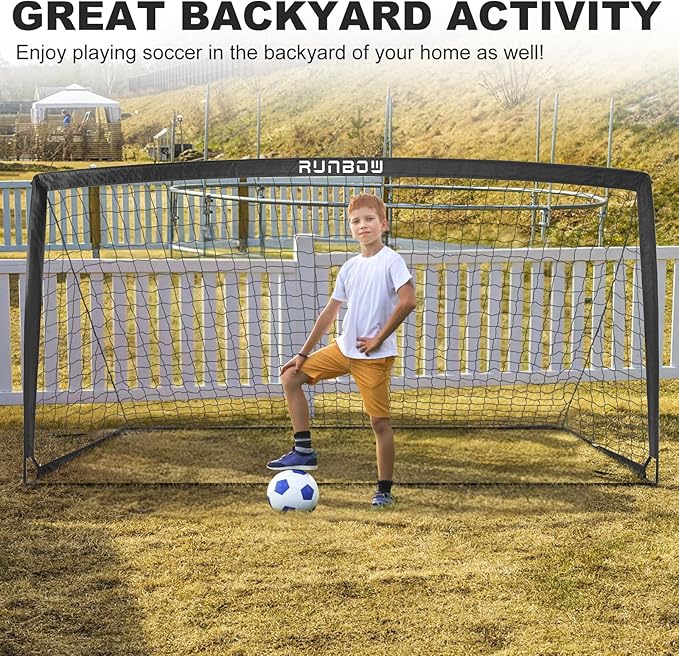 BOHEN 11x5.5 FT/9x5 FT/6x4 FT Portable Metal Soccer Goal for Backyard with Carry Bag - Fun for Outdoor Indoor Training Games for Kids and Adult, Easy Storage and Transportation
