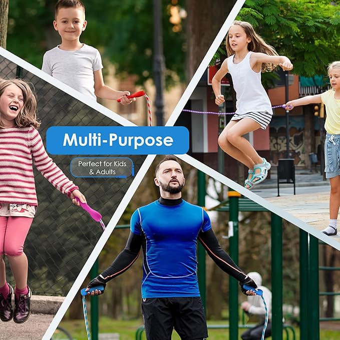 Ram Pro All Purpose Jump Rope Stripe Ropes With Plastic Handles for any Skill Level