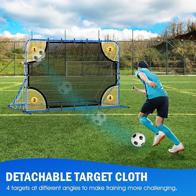 Three Mode Soccer Goal & Rebounder Net & Target Net,Four Targets for Precise Training,Tough-Built for Intense Shots,Quick-Switch Angle Soccer Training for Control/Passing Practice for Kids Teen