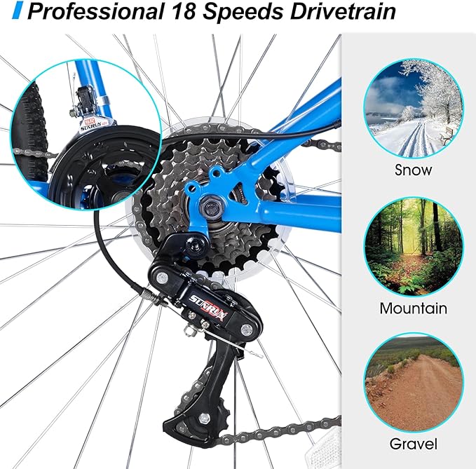 HILAND 26 27 Inch Mountain Bike, Mens Womens MTB with 18 Speeds, High-Tensile Steel Frame, V Brake, Hardtail Bicycle for Adults