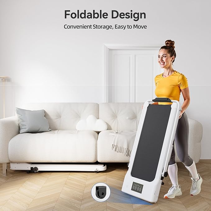 Walking Pad Treadmill with Handle Bar 3-in-1 Foldable Treadmills for Small Space 300 LBS Capacity, 3.0HP Portable Under Desk Treadmill for Home Office with LED Display Remote APP Control