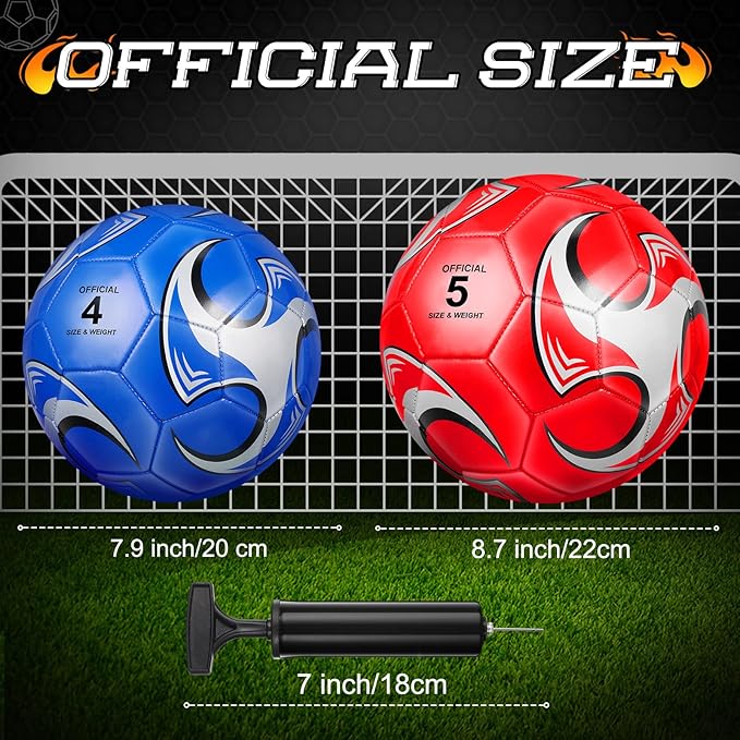 Wettarn 24 Pcs Soccer Ball Bulk with Pump and Net Bag Outside Machine Stitched Sport Soccer Balls for Practice Playing Game Training Gifts