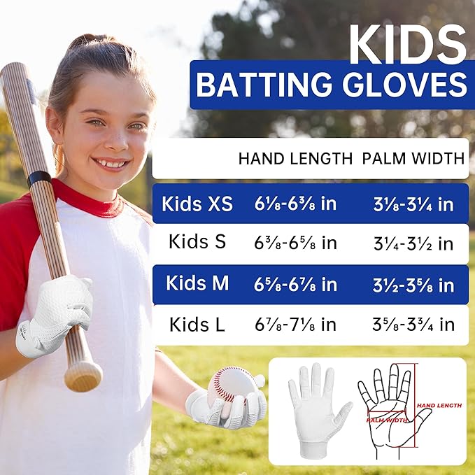 HANDLANDY Baseball Batting Gloves for Adult Youth, Grip Breathable Softball Batting Gloves Fit Men Kids Boys Girls