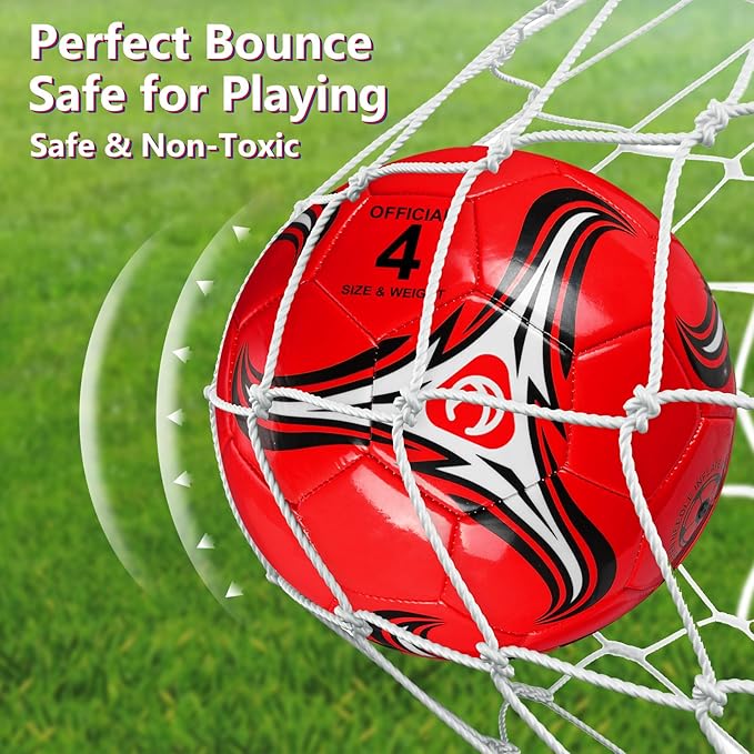 Deekin 6 Pcs Soccer Ball Bulk with Pump Size 5/4/3 Soccer Ball for Indoor Outdoor Sport Practice Competition Sport Training Accessories for Youth Adults