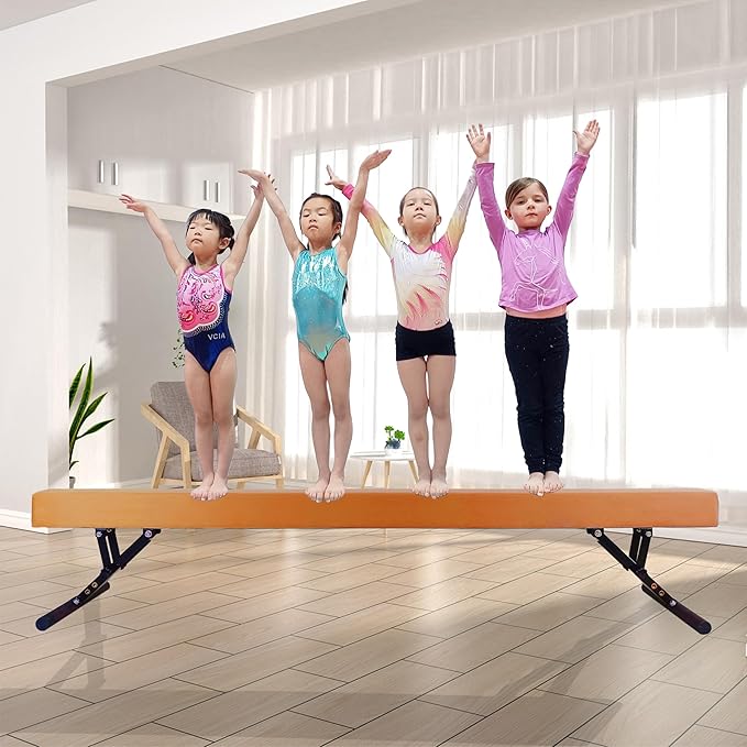 Adjustable Balance Beam Gymnastics Beam 8 FT Adjustable Height Beams for Kids, High and Low Floor Beams,Gymnastics Equipment for Kids Adults Training at Home and Gym Center