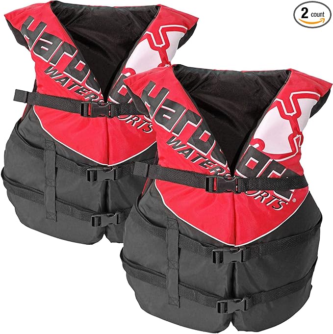 2 Pack Hardcore Coast Guard Type III PFD for Adults; Life Jacket Paddle Vest for Adults; Life Vest Flotation Device; Jet ski, Wakeboard, Kayak; Extra Life Jacket for Pontoon Boat