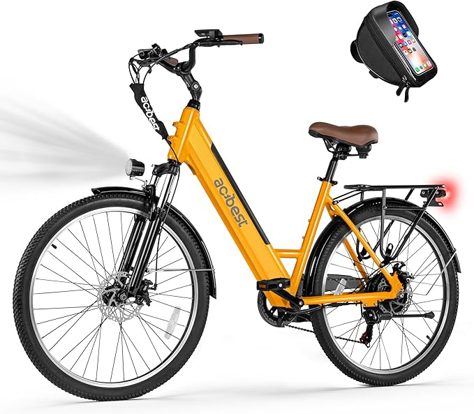 Cores Electric Bike for Adults, 26" Electric Commuter Bike with 1200W Peak Motor, 28MPH 70 Miles Max, 48V 576Wh Removable Battery, 7-Speed City Cruiser Mountain E Bike for Commuting