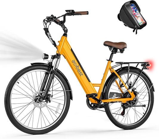 Cores Electric Bike for Adults, 26" Electric Commuter Bike with 1200W Peak Motor, 28MPH 70 Miles Max, 48V 576Wh Removable Battery, 7-Speed City Cruiser Mountain E Bike for Commuting
