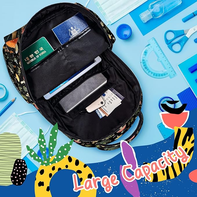 Mushroom Backpack for Boys Girls Bookbags Lightweight Adjustable Elementary Middle High School Bags for Kids Children Teenagers Travel Daypack Laptop Hiking Backpacks