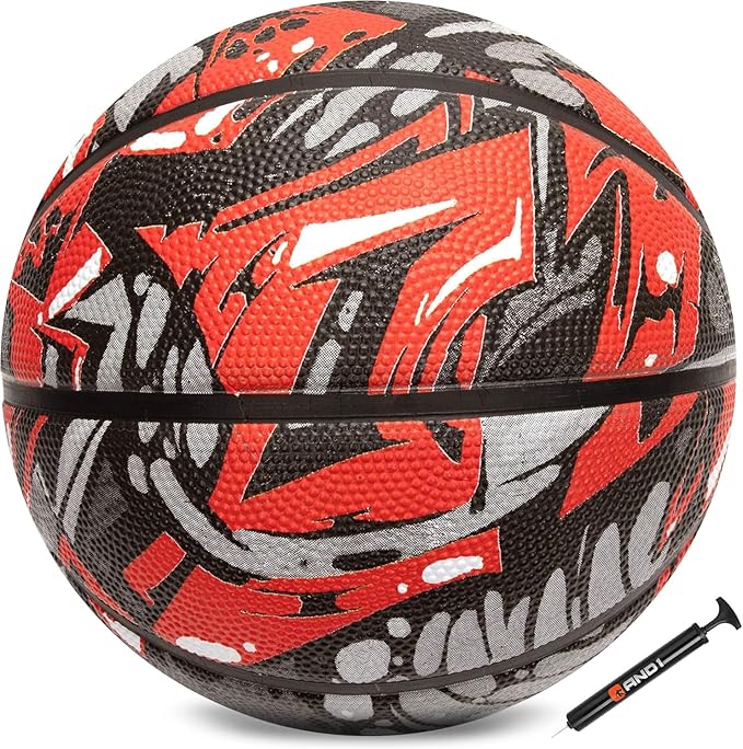 AND1 Supreme Grip Official Regulation Size 7 (29.5 inches) Rubber Basketball - Deep Channel Construction Streetball, Made for Indoor Outdoor Games