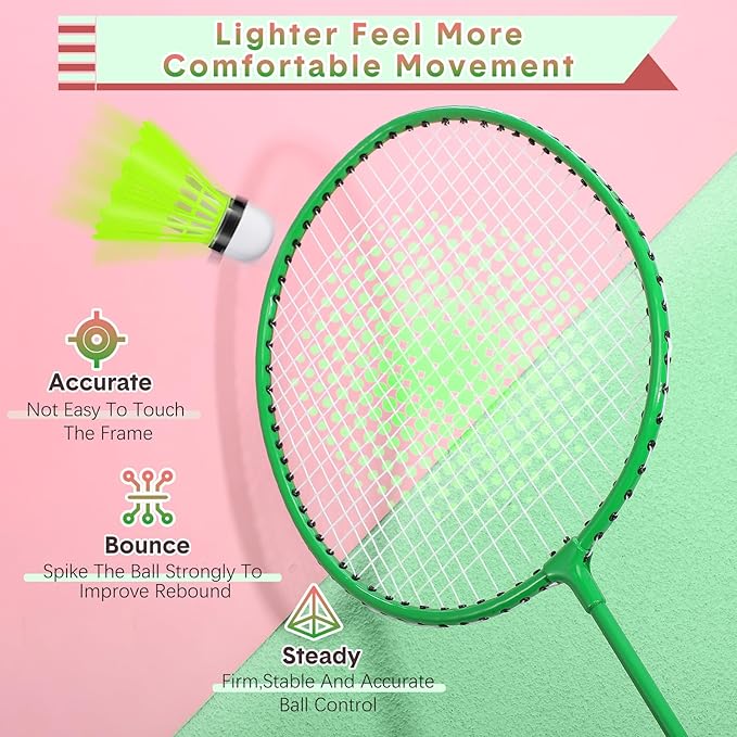 12 Pack Badminton Rackets Set Including Rackets, Nylon Shuttlecocks and Carry Bag for Outdoor Backyard Games Beginners