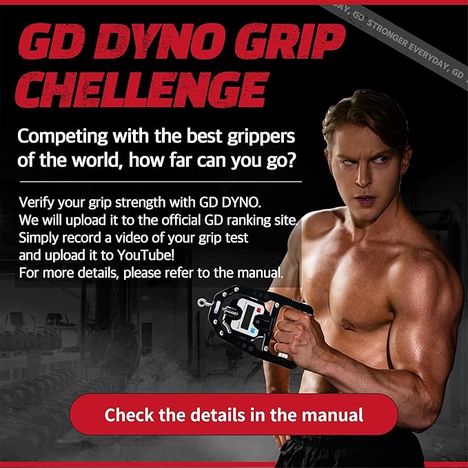 (NEW) GD DYNO-200 Digital Hand Dynamometer Grip Strength Measurement Electronic Hand Grip Strength Tester Grip Strengthener Hand Exerciser 440 Lbs (200 Kgs)