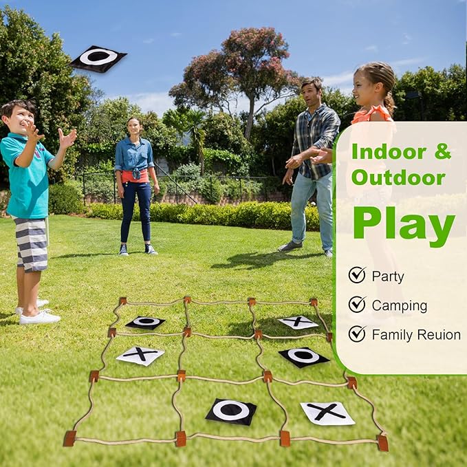 Giant Tic Tac Toe Outdoor Games, Bean Bag Toss for Kids and Adults, 4Ft x 4Ft, Large Backyard Family Game, No Assembly, Indoor Outdoor Play, Portable Giant Lawn Games, Instant Setup