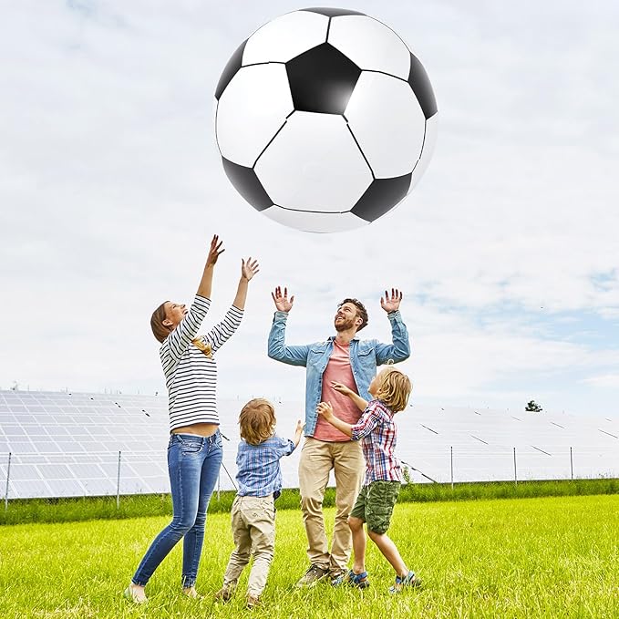 Lewtemi Giant Inflatable Sports Balls Large Inflatable Beach Ball Baseballs Soccer Rainbow Basketball Football for Sport Birthday Party Favor(2 Pcs,Soccer, Football,27 Inch)