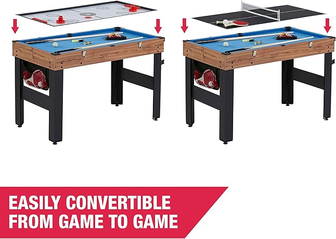 MD Sports Combination Games Multiple Styles Arcade Collection, Billiards, Ping Pong, Hockey, Basketball and Foosball Combination Kit Comes with All The Basics