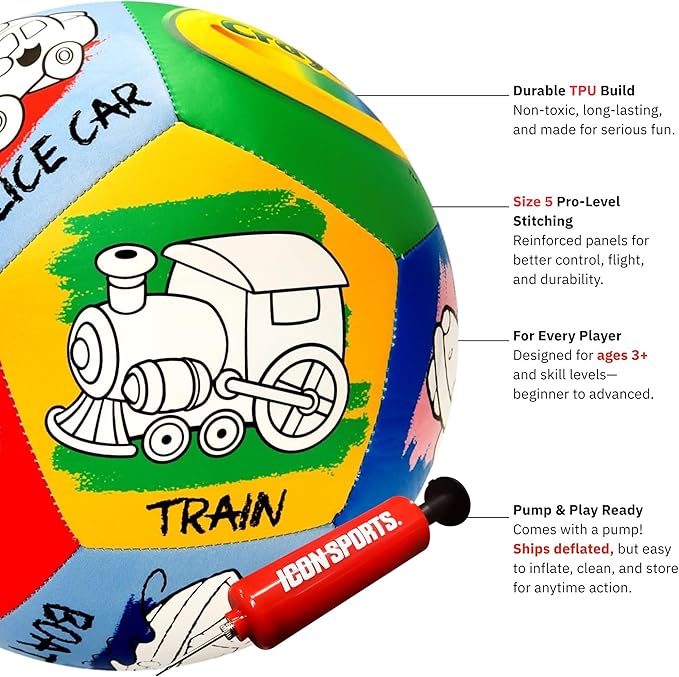 Crayola Score N’ Explore Officially Licensed 5” Color Ball, Interactive Coloring Soccer Ball for Kids, Fun Learning Toy Activity Ball