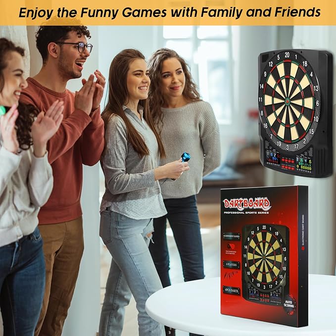 Electronic Dart Board, 2 Large Colorful LEDs Dartboard, 43 Games 320 Variants, Digital Soft Tip Dartboards Set with 6 Darts, 100 Tips