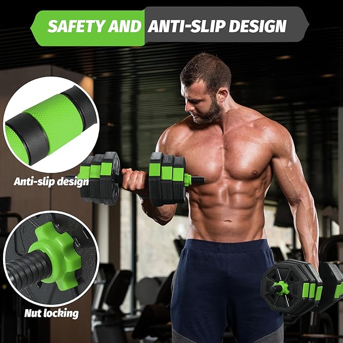 3-In-1 Octagonal Adjustable Dumbbell Set, 44/88LBSFree Weights Dumbbells with Anti-Slip Handle for Men & Women, Versatile Dumbbells Set of 2 with Connector, Perfect for Home Gym