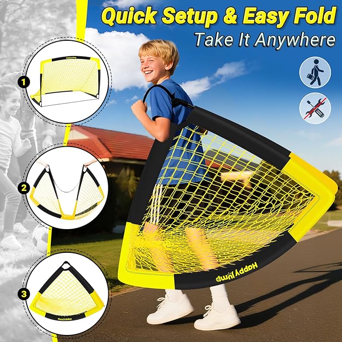 Soccer Goal Pop Up Foldable Soccer Net for Backyard 7x5FT,5x3.6FT,4x3FT,3x2.2FT