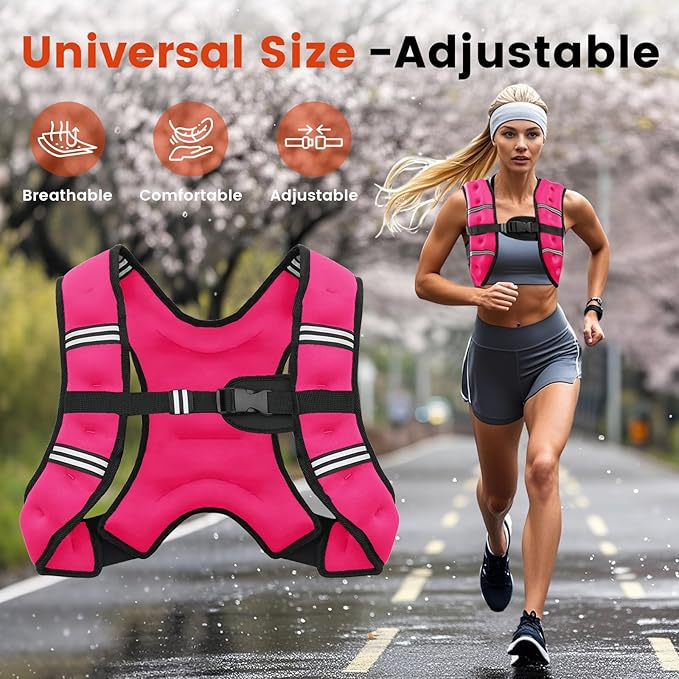 Weighted Vest, 6lb/8lb/12lb/16lb/20lb/25lb/30lb Weight Vest for Men Women, Body Weight Vests Adjustable with Reflective Stripe for Strength Training, Running, Training Workout, Jogging, Walking