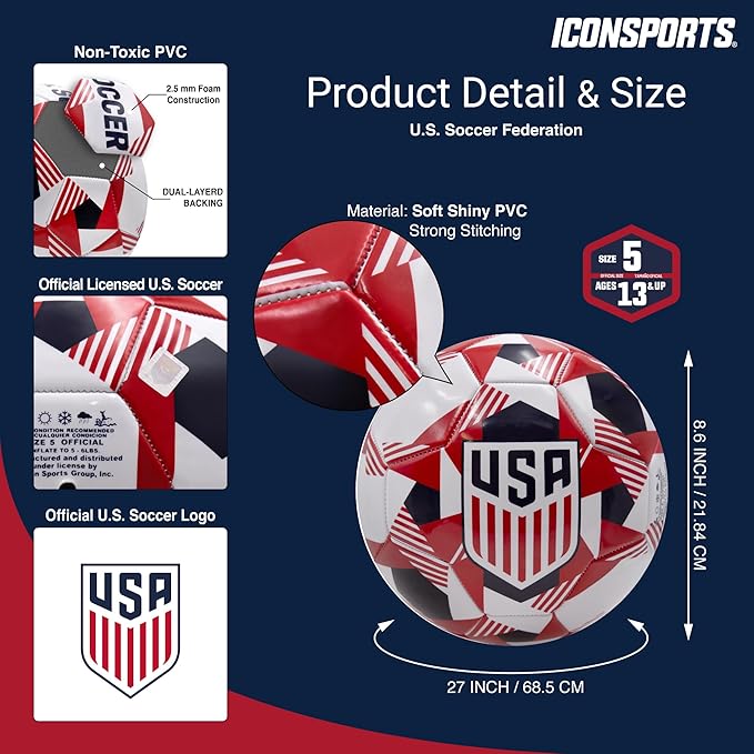 Icon Sports Officially Licensed Tottenham Hotspur Regulation Size 5 Soccer Ball