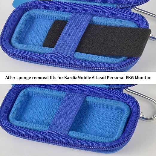 Heart Rate Monitor Case for AliveCor for KardiaMobile 6L / 6L Max 1L Personal EKG Monitor Storage Holder for Cardiac Mobile Portable Heart Rate Monitor Bag Organizer (Pill Box Included) Dark Blue