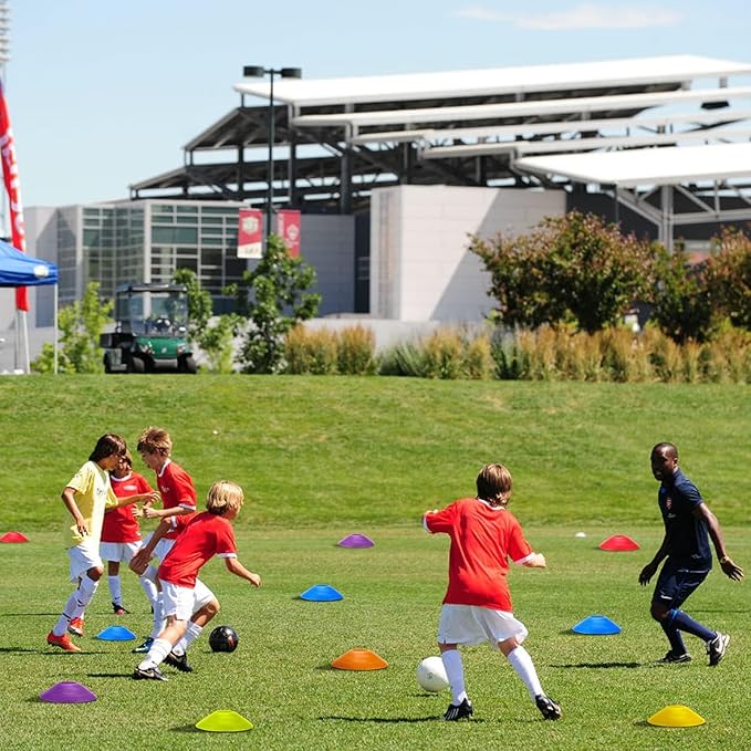 60 Pcs Disc Cones - Agility Soccer Cones with Carry Bag & Holder for Sports Training, Soccer, Football, Basketball, Practice Equipment, Field Markers Indoor and Outdoor Games (6 Colors)