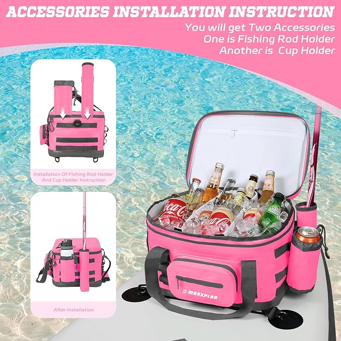 Waterproof Shell 24 cans Paddle Board Cooler Bag, Sup Deck,Kayak Cooler Bag Accessories