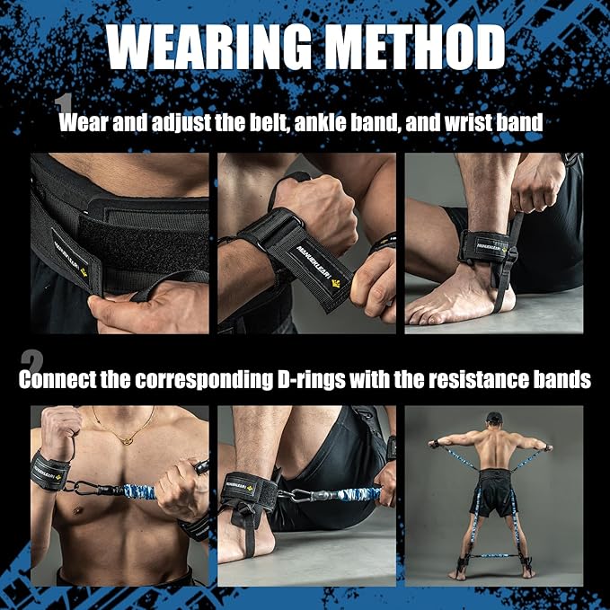 MANUEKLEAR Shadow Boxing Resistance Bands for MMA and Martial Arts, Three Resistance Levels of Full Body Resistance Bands for Boxing Fitness to Enhance Speed and Power