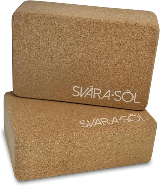 Cork Yoga Blocks 2 Pack | 9x6x3 Inch Natural Cork Block Set | High-Density Yoga Blocks for Stability & Support | Eco-Friendly Yoga Essentials