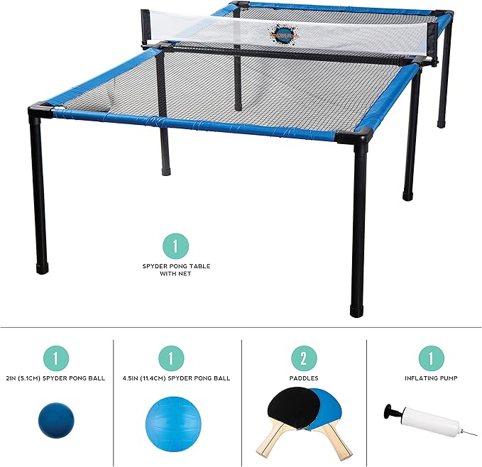 Franklin Sports Spyder Pong Tennis - Table Tennis, Volleyball + 4 Square - Includes Net, Table, Paddles + Ball