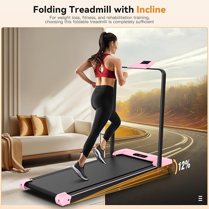 ANCHEER 4 in 1 Under Desk Treadmill with Incline - 2s Folding/Max 300 lb Capacity Walking Pad - Compact Electric Treadmill for Home, Gym, or Office with LED Touch Screen and Remote Control