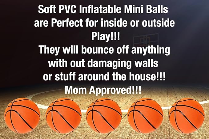 CALIKIWIPROS Mini Basketball Hoop Set Pro League Decorative Solid Wood Wall Mount, Includes 9’ Hoop & 5 mini Basketballs, Classic Look with Colors Matching Some pro Teams.