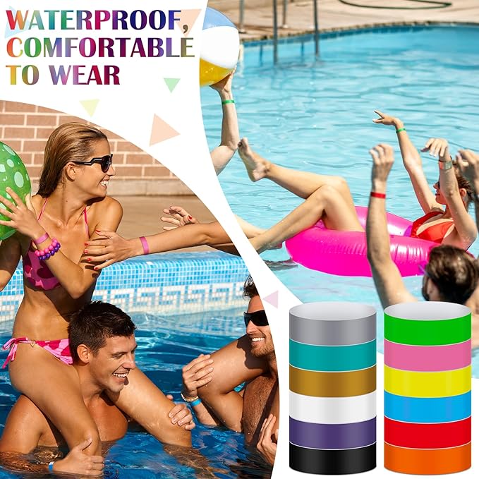 Tudomro 12000 Pcs Paper Wristbands for Events Arm Hand Lightweight Neon Colored Concert Party Wristbands Adhesive Paper Bracelets Waterproof(Colorful)