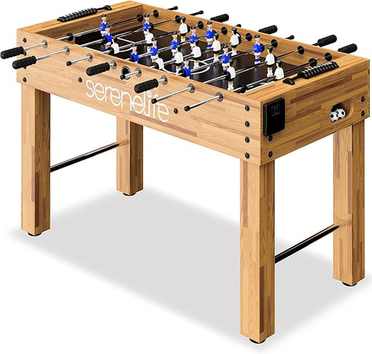 SereneLife 48in Foosball Table, Competition Sized Set with 2 Balls and 2 Cup Holders for Indoor Family Arcade Game Room