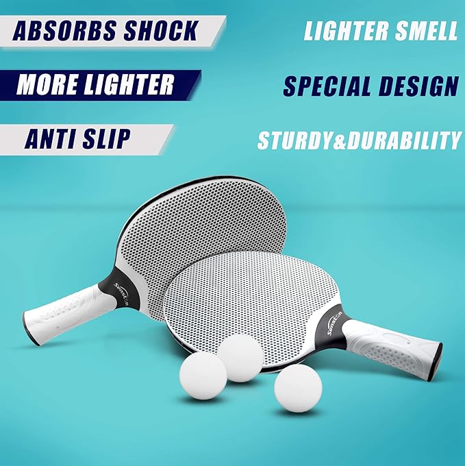 Senston Table Tennis Rackets Set, Professional Table Tennis Racket with 3 Balls, Composite Rubber Ping Pong Paddle Set