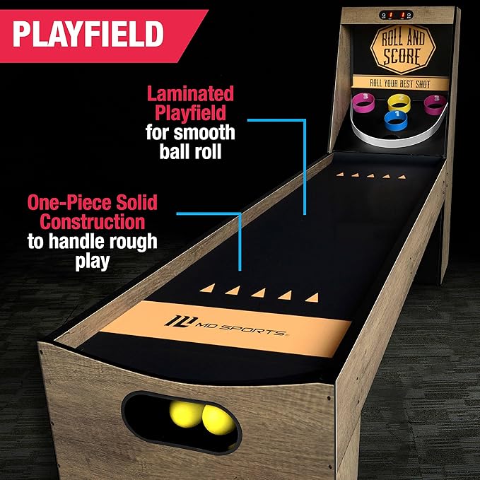 MD Sports Roll & Score Arcade Game, 87" Durable Electronic Scoring with Sound Effects and Game Balls, Perfect for Family Game Rooms