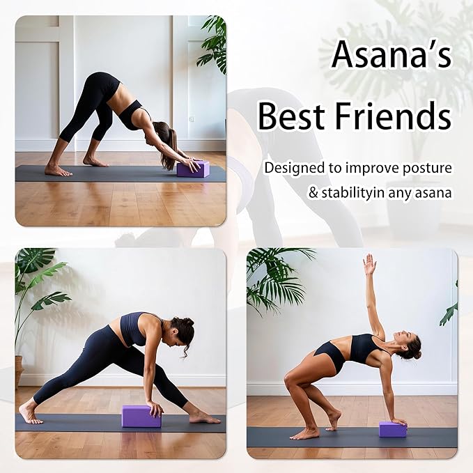 2 Yoga Blocks Supportive Accessories including 2 Knee Pads, 2 With Strap To Put Less Weight On Wrists, 1 Muscle Massage Roller, 2 Pair of Non-Slip Pilates Socks, 1 GYM Bag, Durable Versatile Yoga Brick Exercise Set of 10