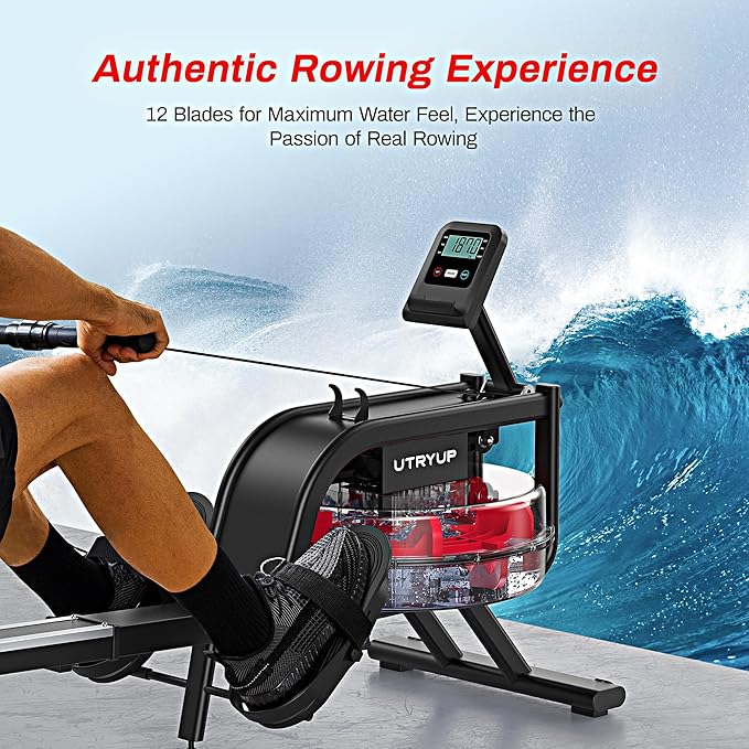 Magnetic Rowing Machines for Home (R05), Water Rowing (R10), 16 Levels of Quiet Resistance Foldable Compact Rowing Machine 350 LB Weight Capacity with Bluetooth, App Supported, Tablet Holder