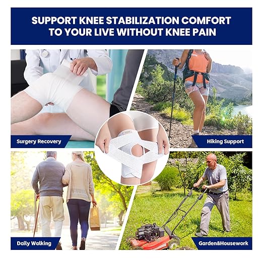 Knee Brace for Meniscus Tear, Knee Pain, Adjustable Breathable Knee Support with Side Stabilizers for Knee Pain Arthritis Recovery Joint Support, Women and Men