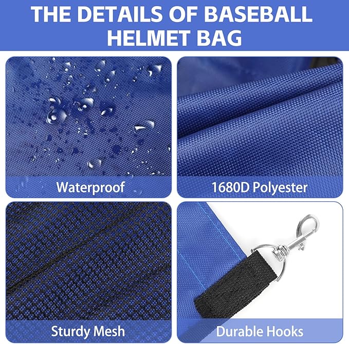 Baseball Dugout Organizer, Hanging Helmet Bag for 15 Players Baseball Softball Team, Helmet Organizer for Dugout Fence Garage, Organize Baseball Equipment, Helmets, Gloves, Bats, Balls