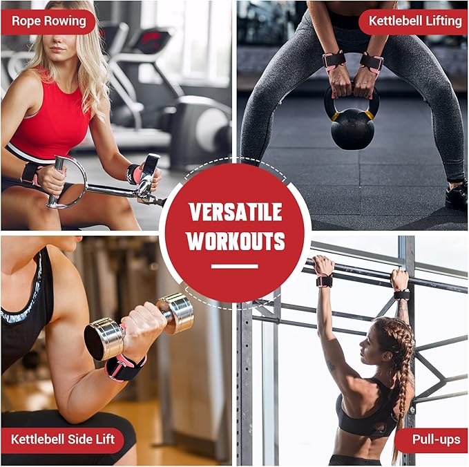 Weight Lifting Wrist Strap, Double Layer Leather Wrist Strap for Deadlift and Powerlifting, Adjustable Neoprene Padded Gym Workout Lifting Hooks (Pair)